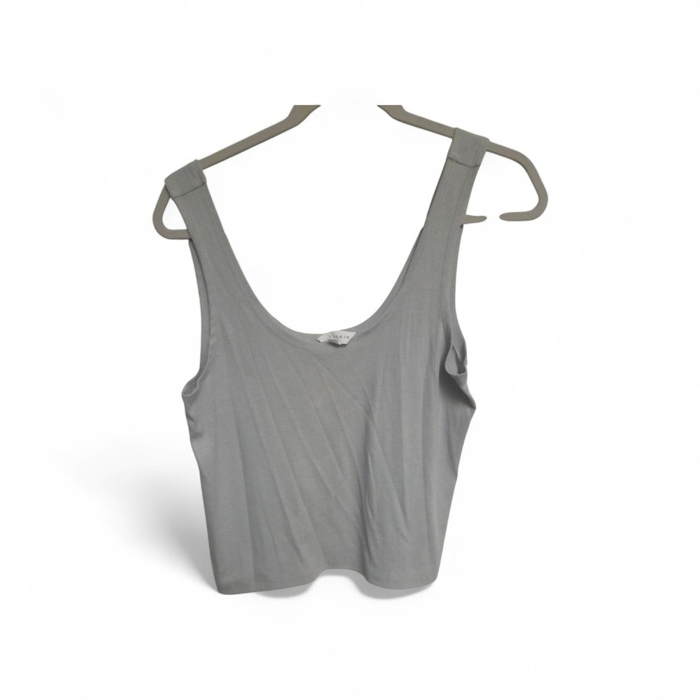 Danskin Womens Gray‎ Scoop Neck Sleeveless Cropped Tank Top Large